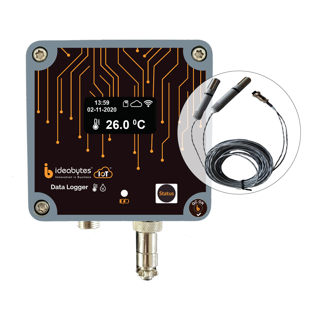 Dual Channel Temperature Data Logger with External Sensor - SIM based Data Logger (4G M2M SIM) (MTD120)
